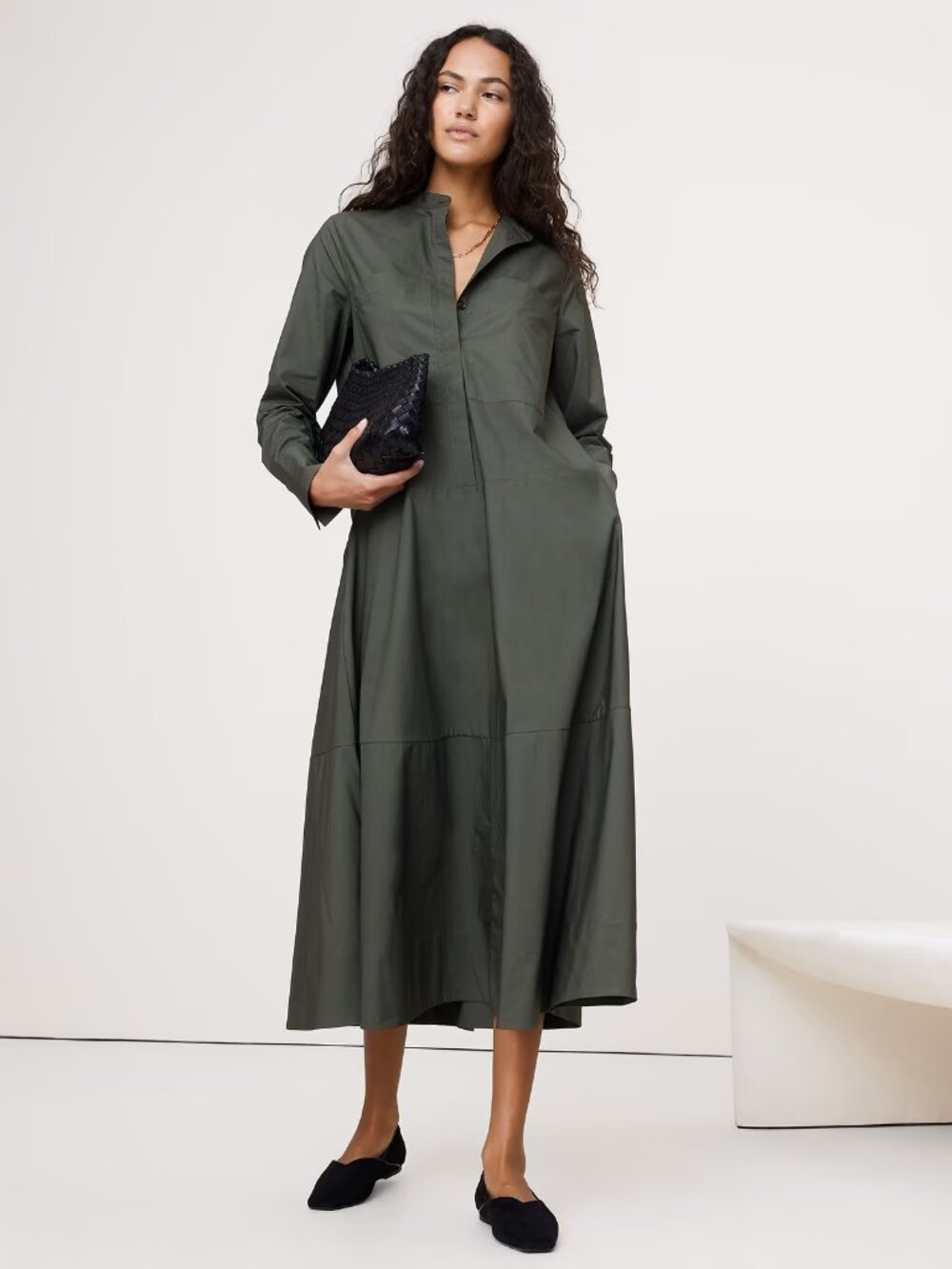Banana Republic Cotton Trapeze Shirt Dress
